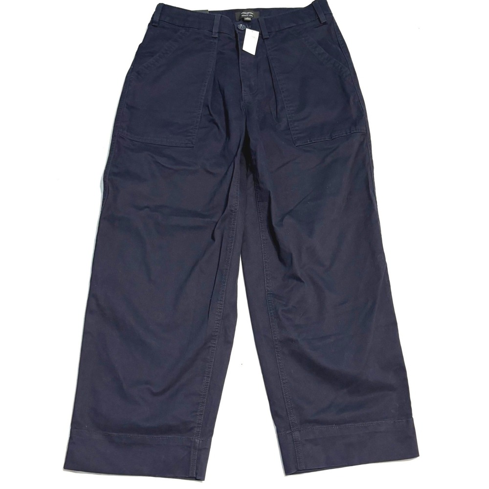 Banana Republic Authentic Chino Barrel Pant Women 8 Navy Blue Cropped Mid Rise